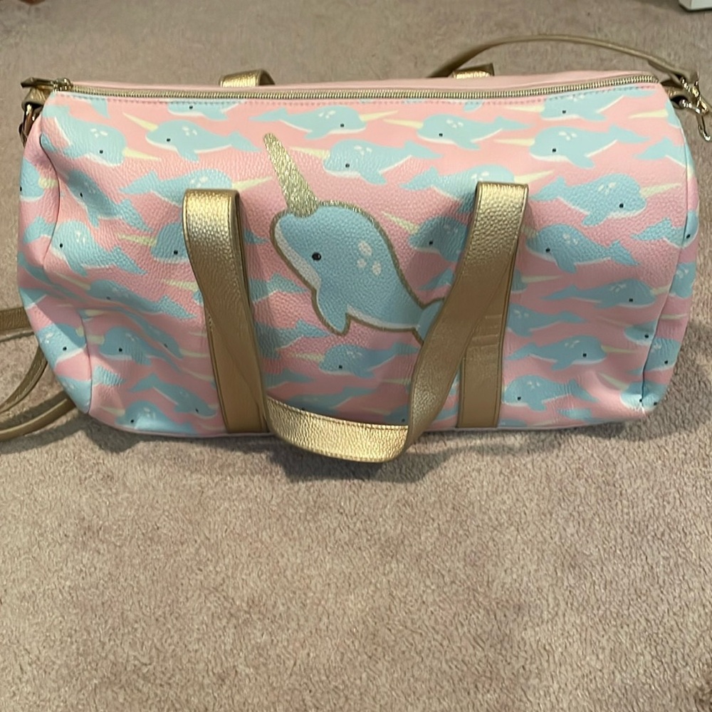 Little girls duffle/overnight bag-narwhal print
